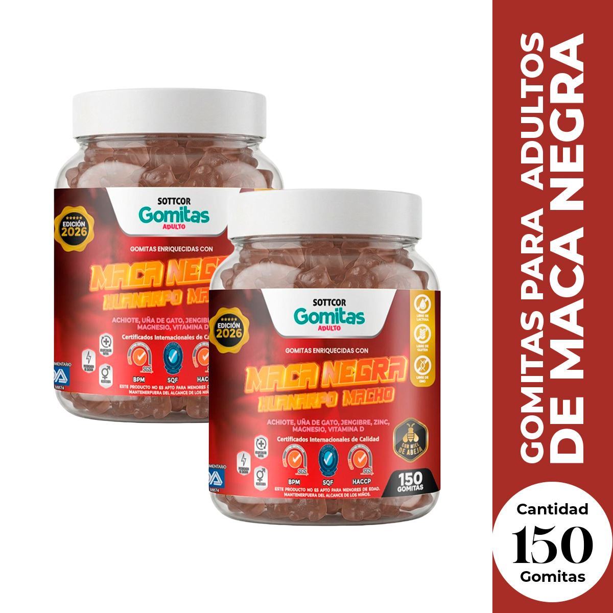 2 Gomitas con Maca Negra Sottcor 150 Gomitas